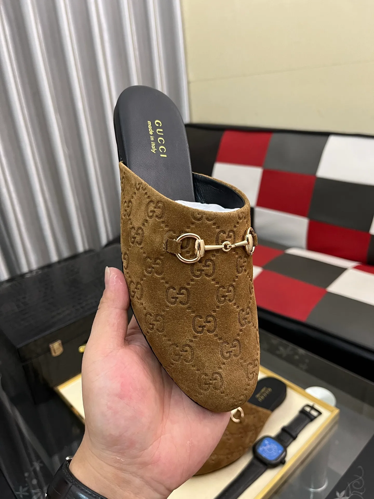 Men's shoes 💰480⌚️⌚️[Gucci] 2024 new season half-slip men's shoes, made of Italian imported first-layer frosted cowhide➕sheepskin lining, original hardware buckle, original combination wear-resistant outsole, real shot 🎬 Very comfortable on the feet, size 36-44
